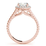 Rose gold Oval Halo Split Shank Twisted Band Prong Set Ring 2