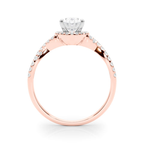 Rose gold Oval Halo Twist Band Solitaire Prong Setting Ring 2