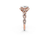 Rose gold Oval Halo Twist Band Solitaire Ring with Six-Prong Setting_34