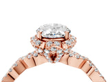 Rose gold Oval Halo Twist Band Solitaire Ring with Six-Prong Setting_36