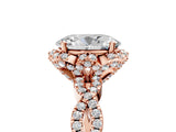 Rose gold Oval Halo Twist Band Solitaire Ring with Six-Prong Setting_37