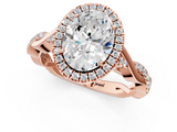 Rose gold Oval Halo Twist Band Solitaire Ring_21