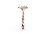Rose gold Oval Halo Twist Band Solitaire Ring_22
