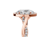 Rose gold Oval Halo Twist Band Solitaire Ring_25