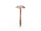 Rose gold Oval Halo Twisted Band Four-Prong Diamond Ring_21