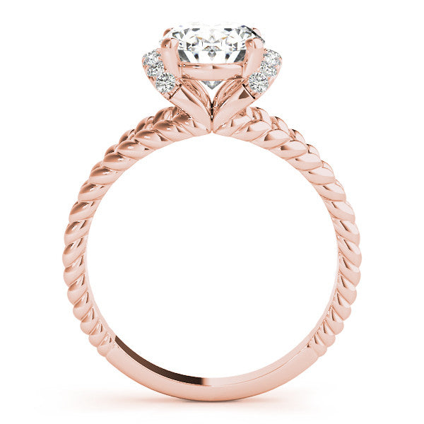 Rose gold Oval Halo Twisted Band Four-Prong Ring 2
