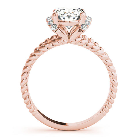 Rose gold Oval Halo Twisted Band Four-Prong Ring 2
