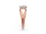 Rose gold Oval Halo Twisted Band Four-Prong Ring_37