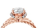 Rose gold Oval Halo Twisted Band Four-Prong Ring_39