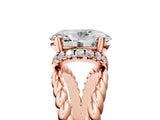 Rose gold Oval Halo Twisted Band Four-Prong Ring_40