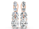 Rose gold Oval, Marquise and Round Diamond Huggie Drop Earrings