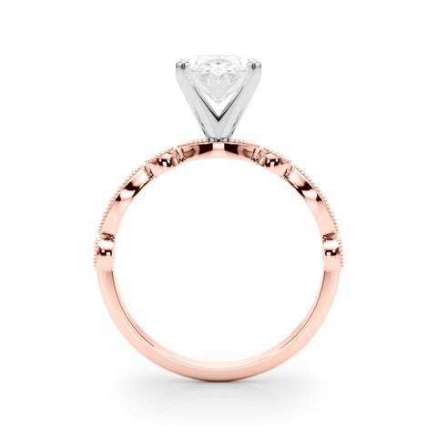 Rose gold Oval Milgrain Bezel Diamond Engagement Ring with Solitaire Prong Setting 2