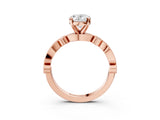 Rose gold Oval Milgrain Bezel Diamond Engagement Ring with Solitaire Prong Setting_198