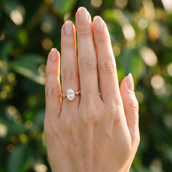 Rose gold Oval Milgrain Marquise Diamond Twist Band Ring