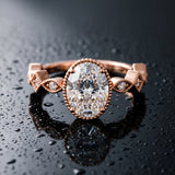 Rose gold Oval Milgrain Marquise Diamond Twist Band Ring_15