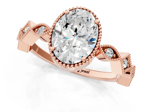 Rose gold Oval Milgrain Marquise Diamond Twist Band Ring