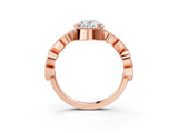 Rose gold Oval Milgrain Marquise Diamond Twist Band Ring_49