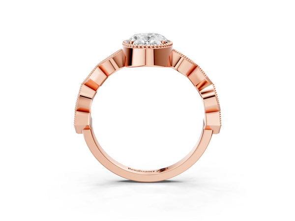 Rose gold Oval Milgrain Marquise Diamond Twist Band Ring