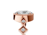Rose gold Oval Milgrain Marquise Diamond Twist Band Ring_51