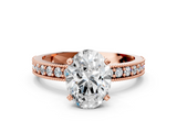 Rose gold Oval Milgrain Pave Diamond Engagement Ring with Four-Prong Setting_142