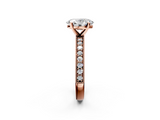 Rose gold Oval Milgrain Pave Diamond Engagement Ring with Four-Prong Setting_144