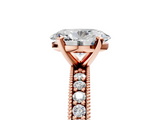 Rose gold Oval Milgrain Pave Diamond Engagement Ring with Four-Prong Setting_147