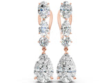 Rose gold Oval, Pear and Round Diamond Huggie Drop Earrings