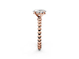 Rose gold Oval Solitaire Beaded Band Prong Setting Ring 2
