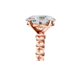 Rose gold Oval Solitaire Beaded Band Prong Setting Ring 5
