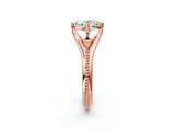 Rose gold Oval Solitaire Beaded Band Six-Prong Setting_10