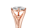 Rose gold Oval Solitaire Beaded Band Six-Prong Setting_13
