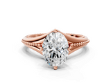 Rose gold Oval Solitaire Beaded Band Six-Prong Setting_8