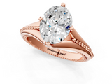 Rose gold Oval Solitaire Beaded Band Six-Prong Setting_9