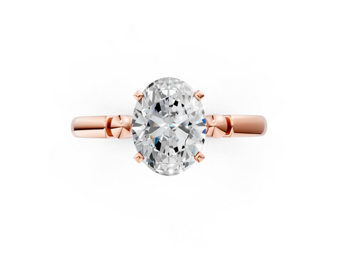 Rose gold Oval Solitaire Beaded Band with Four-Prong Setting_36