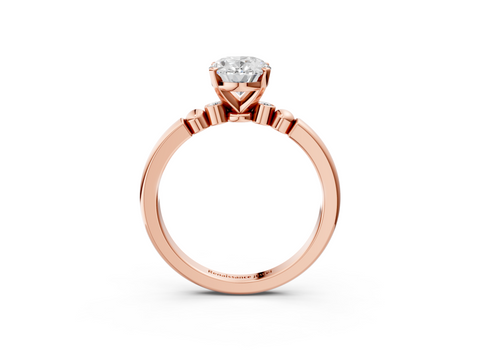 Rose gold Oval Solitaire Beaded Band with Four-Prong Setting_39