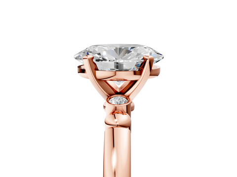 Rose gold Oval Solitaire Beaded Band with Four-Prong Setting_41