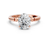 Rose gold Oval Solitaire Beaded Band with Four-Prong Setting_76