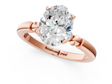 Rose gold Oval Solitaire Beaded Band with Four-Prong Setting_77