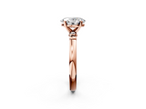 Rose gold Oval Solitaire Beaded Band with Four-Prong Setting_78