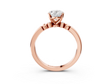 Rose gold Oval Solitaire Beaded Band with Four-Prong Setting_79