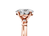 Rose gold Oval Solitaire Beaded Band with Four-Prong Setting_81