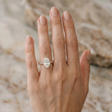 Rose gold Oval Solitaire Bezel Accent Diamond Engagement Ring with Beaded Band and Four-Prong Setting_13