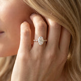 Rose gold Oval Solitaire Bezel Accent Diamond Engagement Ring with Beaded Band and Four-Prong Setting_15