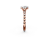 Rose gold Oval Solitaire Bezel Accent Diamond Engagement Ring with Beaded Band and Four-Prong Setting_63
