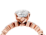 Rose gold Oval Solitaire Bezel Accent Diamond Engagement Ring with Beaded Band and Four-Prong Setting_65