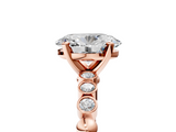 Rose gold Oval Solitaire Bezel Accent Diamond Engagement Ring with Beaded Band and Four-Prong Setting_66