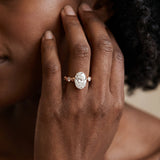 Rose gold Oval Solitaire Bezel-Set Diamond Ring with Beaded Band and Four-Prong Setting_15