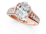 Rose gold Oval Solitaire Bezel-Set Diamond Ring with Channel-Set Band_25