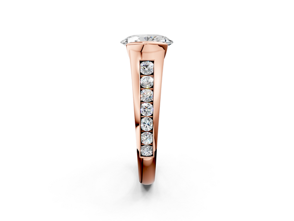 Rose gold Oval Solitaire Bezel-Set Diamond Ring with Channel-Set Band