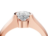 Rose gold Oval Solitaire Bezel Set Diamond Ring with Wide Band_7
